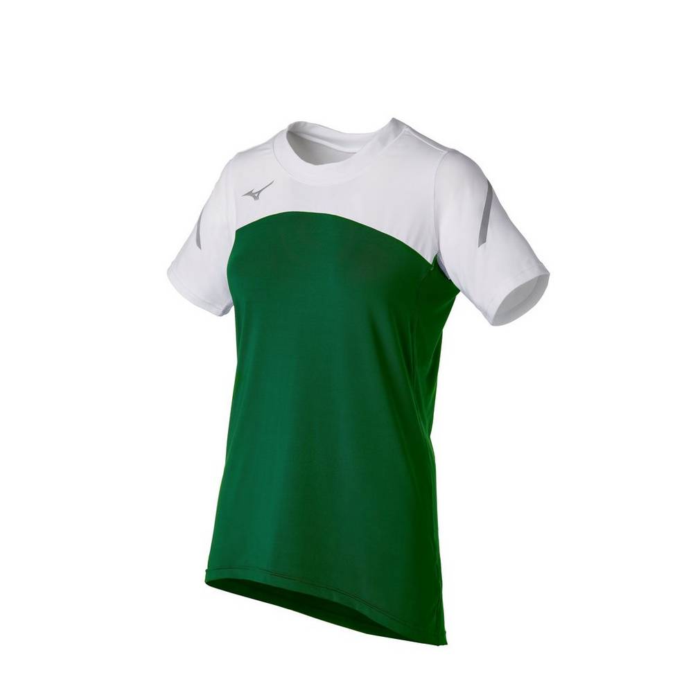 Camisas Mizuno Techno VII Short Sleeve - Mulher - Verdes/Branco - NTVEY4526